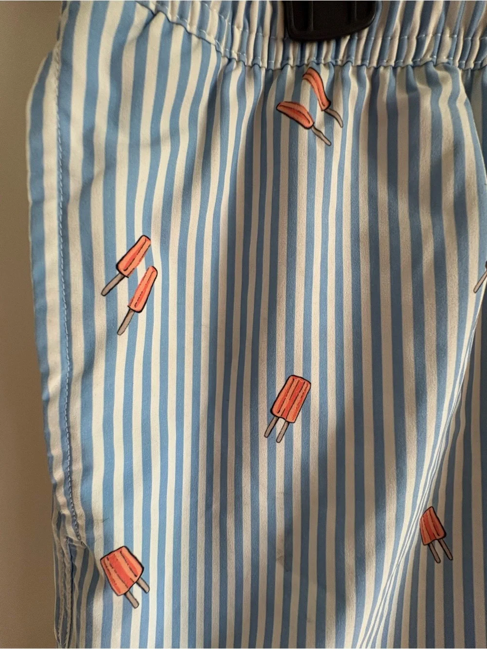Bonobos Blue and White Striped Swim Shorts with Mint Lining